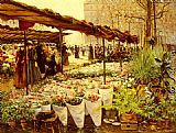 Theodor von Hoermann Marche Aux Fleurs A La Madeleine painting